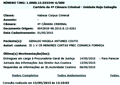 Terceiro pedido de Habeas Corpus de Geraldo Couto será julgado nesta quinta-feira (14/05) HABEAS CORPUS GERALDO COUTO
